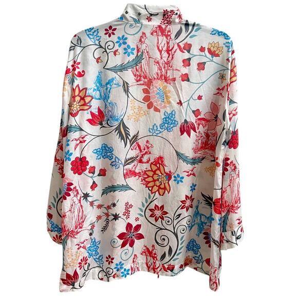 Johnny Was Kimono Studded Front Tie Hanns Print Cardigan Sz S Floral Boho - Picture 2 of 7